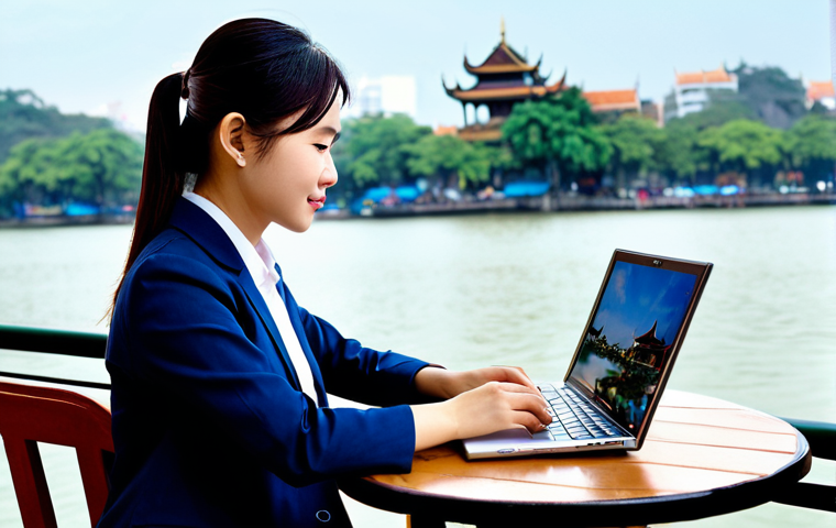 비대면 상황에서의 생성적 대화법 적용 - Modern Hanoi Professional**
"A young Vietnamese businesswoman in a tailored áo dài, fully clothed i...