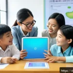 Home 23 생성적 대화법의 성과 평가 기준 - A modern Vietnamese classroom scene with diverse students using AI-powered language learning tools o...