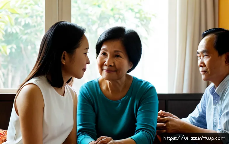 Home 17 생성적 대화법의 변화 이론 - Photorealistic Vietnamese family conversation in a bright modern Hanoi living room, three generation...